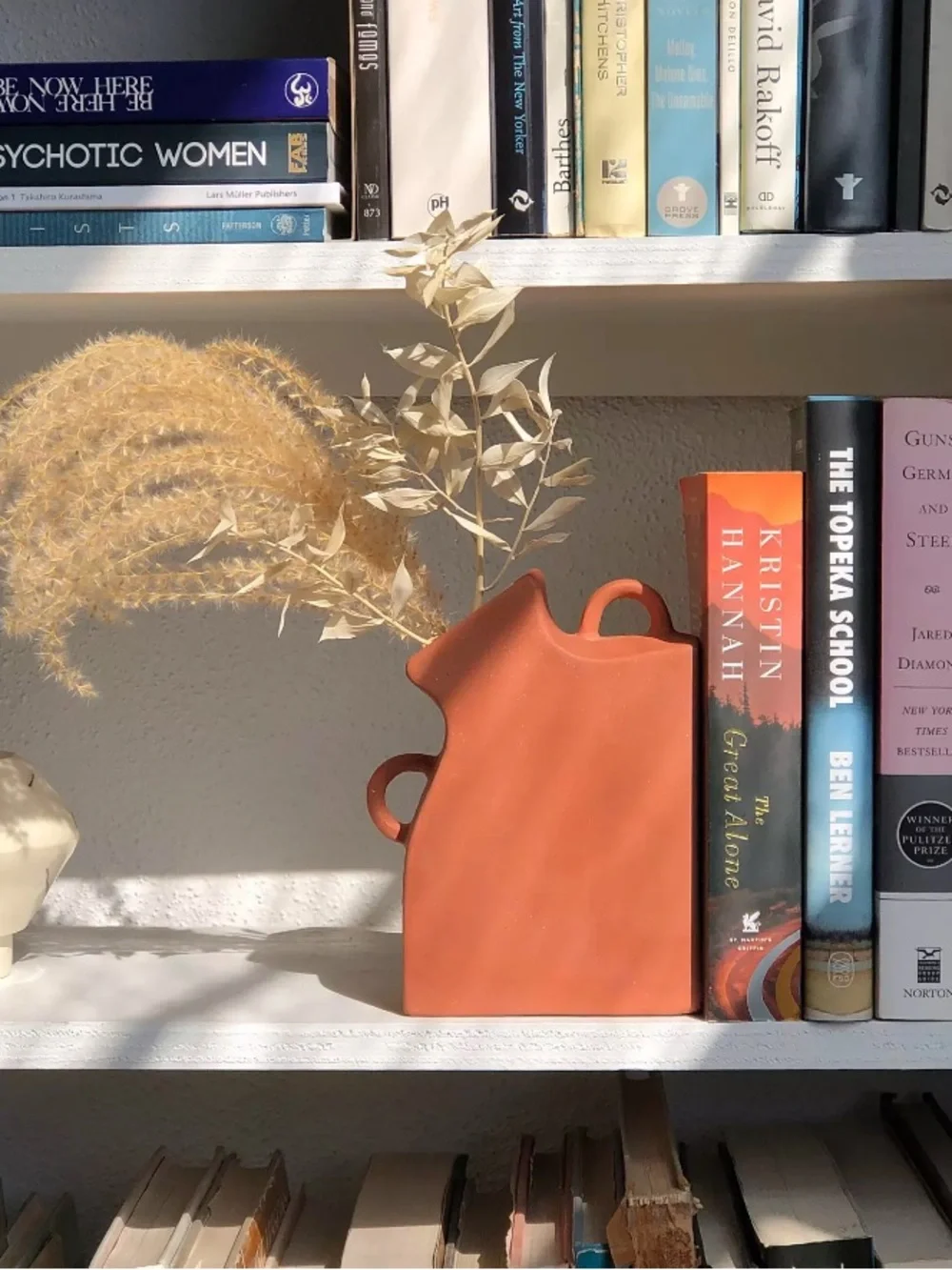 Urban Outfitters Terracotta Orange Ceramic Sculptural Vase Bookends